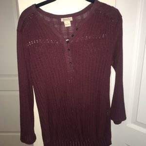 Lucky Brand Maroon 3/4 Shirt